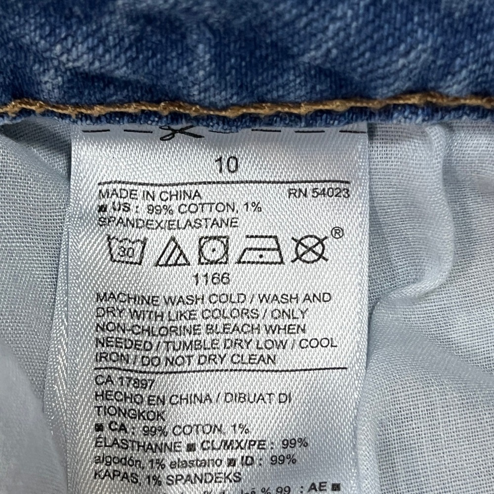 Old Navy Jeans Womens 10 Blue Power Straight High Rise Distressed Ripped - Picture 6 of 9